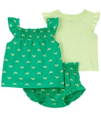 Carter  s Girls 3pcs Diaper Cover Set, Size 18M, Green Bow - NEW