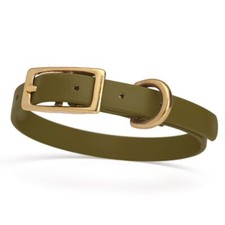 Dog Pet Collar with Brass Hardware Size XS W 1/2  L 9  - 12  Olive Drab Green