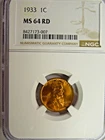 NGC MS 64 Red 1933 Lincoln Cent