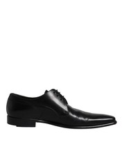 Dolce & Gabbana Black Leather Derby Men Formal Dress Men's Shoes Authentic