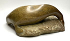 Abstract Hand Carved Stone Dolphin Sculpture on Natural Rock Base Modern Art — photo 3
