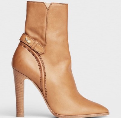 CELINE Camel Sulky 85 MM Leather Ankle Boots Size EU 40