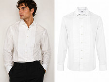 Vintage White Tuxedo Shirt Mens Large L Pleated Bib Formal Wedding Prom