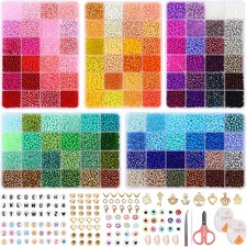 15600pcs Glass Seed Beads Kit for DIY Jewelry Making and Crafts