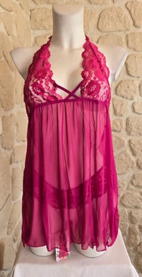 Ensemble nuisette et string rose taille 3XL n° R80063P (li) - Photo 1/4