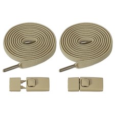 No Tie Shoelaces with 2 Metal Square Buckle Clips, 1Pair  Khaki