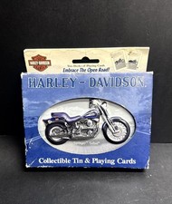 Harley Davidson Collectable Tin & Playing Cards Springer Softail 2001