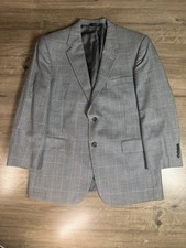 Jos A. Bank Men  s Silk Wool Window Pane Plaid Sport Coat Blazer 44R