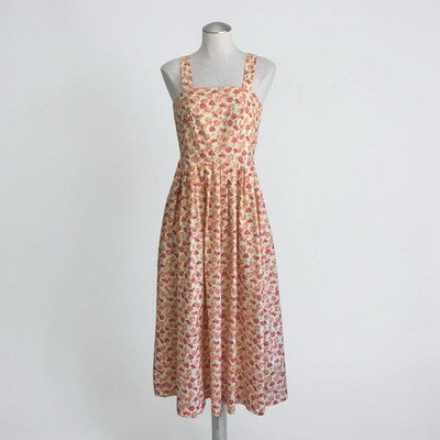 VTG Laura Ashley Maxi Dress US 8 UK 12 Pink Mimosa Floral Cotton Sundress