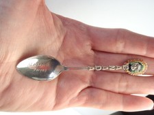 Antique Enamel Indian Chief Head Niagara Falls Sterling Souvenir Spoon 3 3/4"