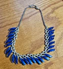 Vintage 1950's Claudette Blue Lucite and Silver Tone Costume Jewelry Necklace