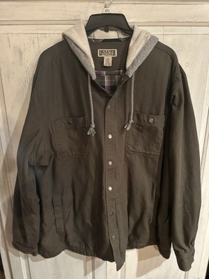 Duluth Trading Green Fire Hose Canvas Flannel Lined Hooded Jacket Men's size 2XL