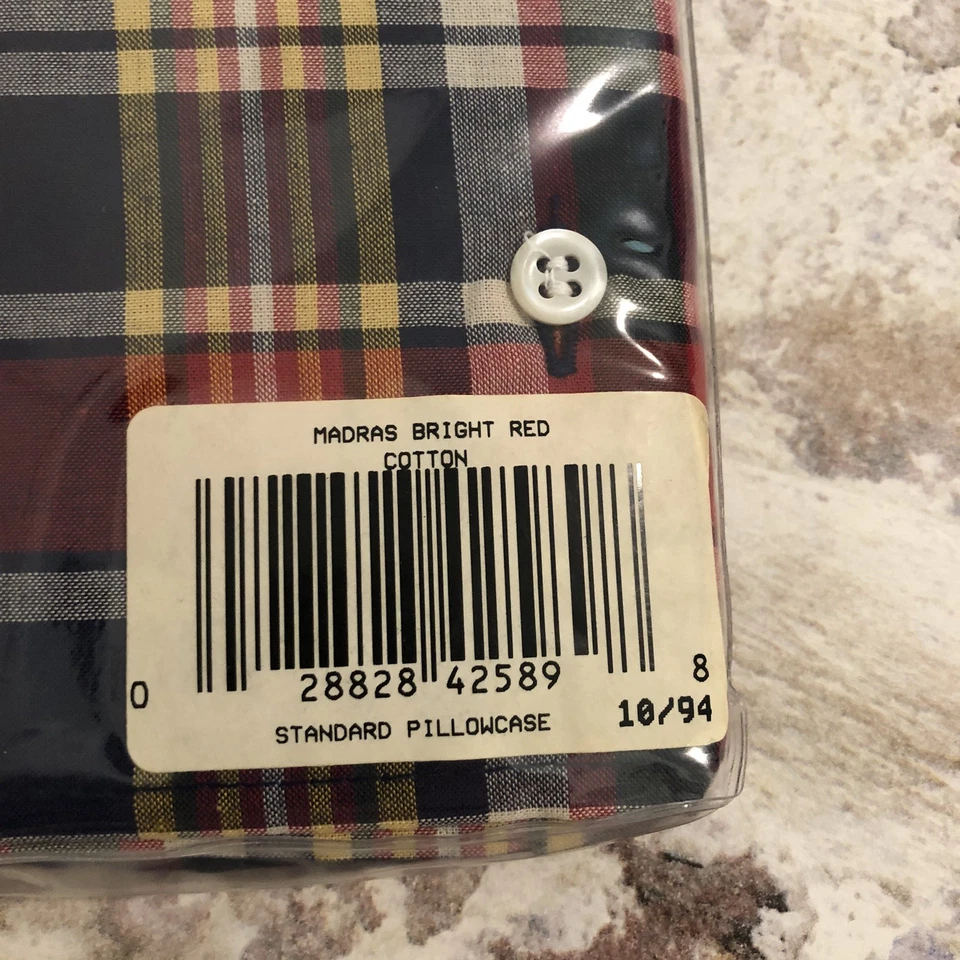Ralph Lauren MADRAS Plaid 2 Pillowcases w/ Buttons Kennebunkport NOS 90’s New - Image 3 of 4