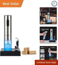 Sleek Stainless Steel Electric Corkscrew Opener – Perfect for Wine Enthusiasts