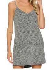 Silver Adjustable Spaghetti Strap V Neck Mini Dress 