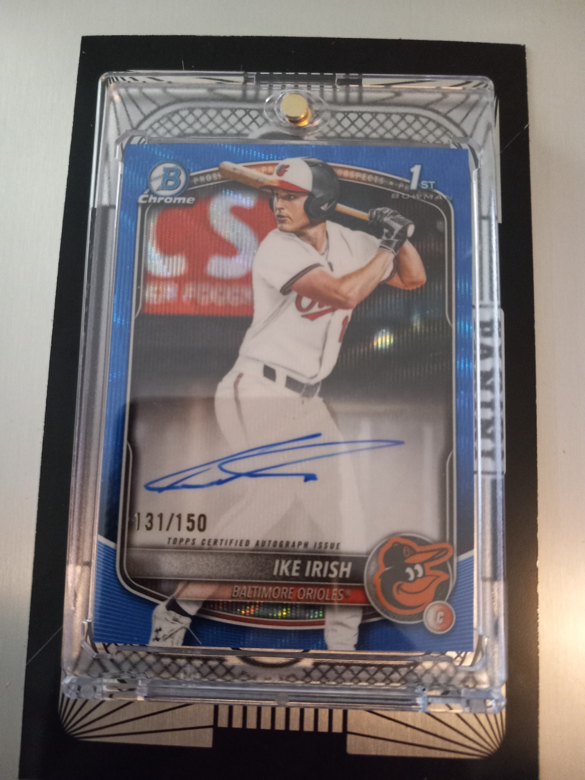 2025 BOWMAN CHROME DRAFT 1ST IKE IRISH BLUE WAVE REFRACTOR AUTO /150 ORIOLES