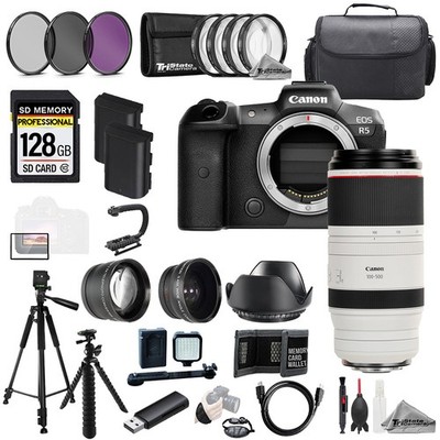 Canon EOS R5 + RF 100-500mm f/4.5-7.1 L IS USM Lens+128GB+9 PC Filtr MEGA Kit