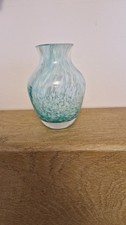 Vintage Scottish Caithness art glass green & white Swirl Glass bud  Vase 