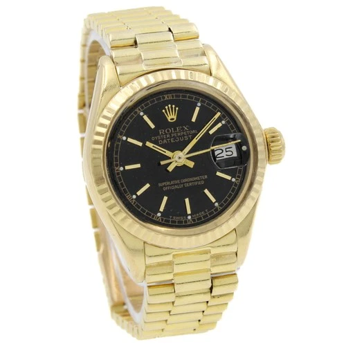 Ladies' Rolex OP Datejust Ref.#6917 18KYG 26mm Black Dial Watch W230088-1