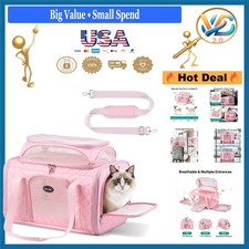 Pink Airline Approved Cat Small Dog Carrier Expandable Soft Sided Travel Bag