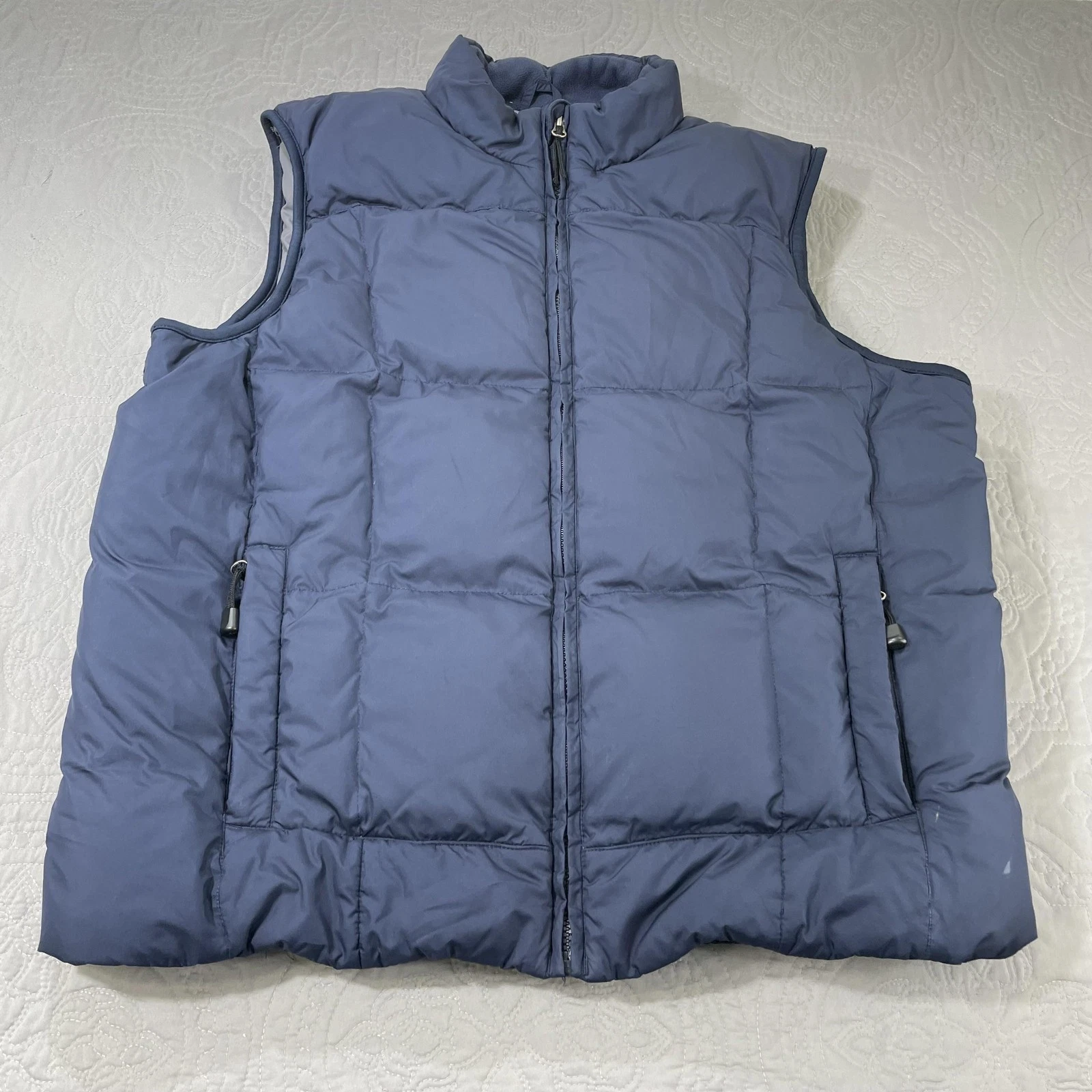 Eddie Bauer Vest Mens Large Blue Premium Goose Down Puffer Sleeveless Quilted