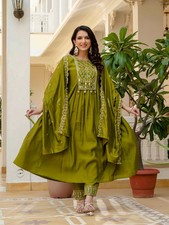 Indian Readymad Party Festive Wedding Rayon Kurta Kurti Pant Set for Women's Gif