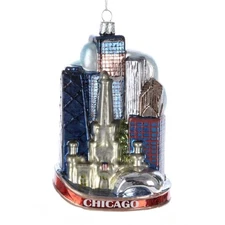 Kurt Adler Glass "Chicago City" Ornament, 5"H