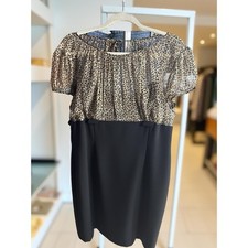 Tahara Sheer Leopard Print Blouse Top Black Sheath Dress Combo Women's Size 14