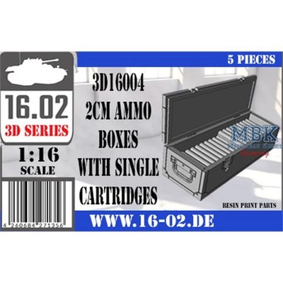 16.02 VK-3D16004 2cm Ammo boxes with single cartriges (1:16)