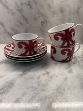 Hermes Balcon Du Guadalquivir Porcelain Teacups  Saucers