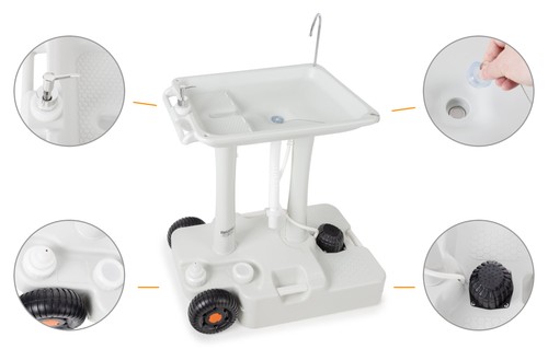 Lavello Lavandino Camper Campeggio Portatile Lavabo Bagno 30L + Serbatoio Acque - Foto 9 di 12