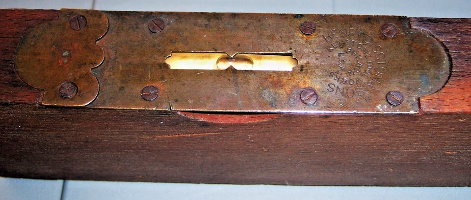 Early Henry Disston Sons 12 3/4” Wood Brass Level - Image 2 of 4