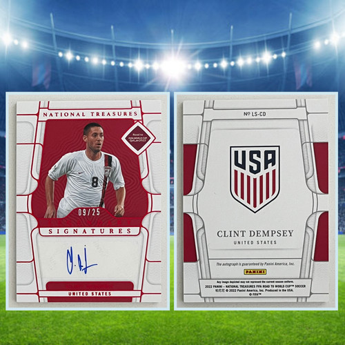 2022-23 National Treasures World Cup Clint Dempsey Legendary Ruby Auto #/25