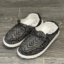 Hey Dude Kids Wendy Youth Girls Sz Y3 Woven Zebra Stripes Slip On Casual Shoes