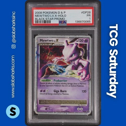 2007 POKEMON DIAMOND & PEARL BLACK STAR PROMO #DP28 MEWTWO LV.X HOLO PSA 1