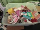 Vintage Fisher Price dollhouse accessories Well Over 50 Pieces Tub Full