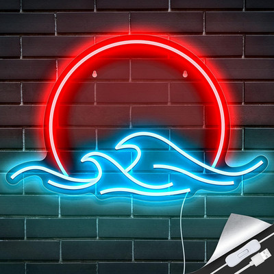 Sunset with Waves Neon Sign LED Sunrise Neon Light for Bedroom Wall Decor Anime
