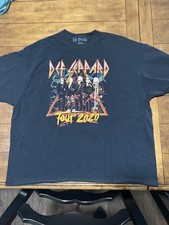 RARE Def Leppard Concert Tour 2020 Black Graphic T-Shirt Size Mens Sz