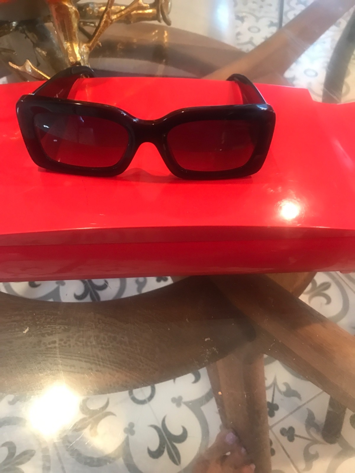 Authentic Chanel Rectangular Black Shade Sunglass… - image 1