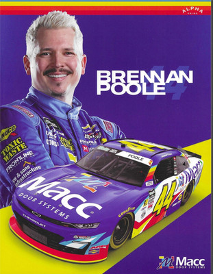 2026 BRENNAN POOLE  MACC DOOR '' #44 NASCAR OREILLY AUTO PATRS SERIES POSTCARD