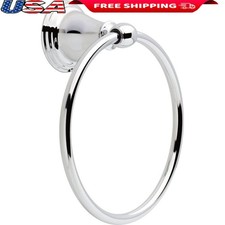 Polished Chrome Round Towel Ring Wall Mount Bathroom Hardware Durable Finish New