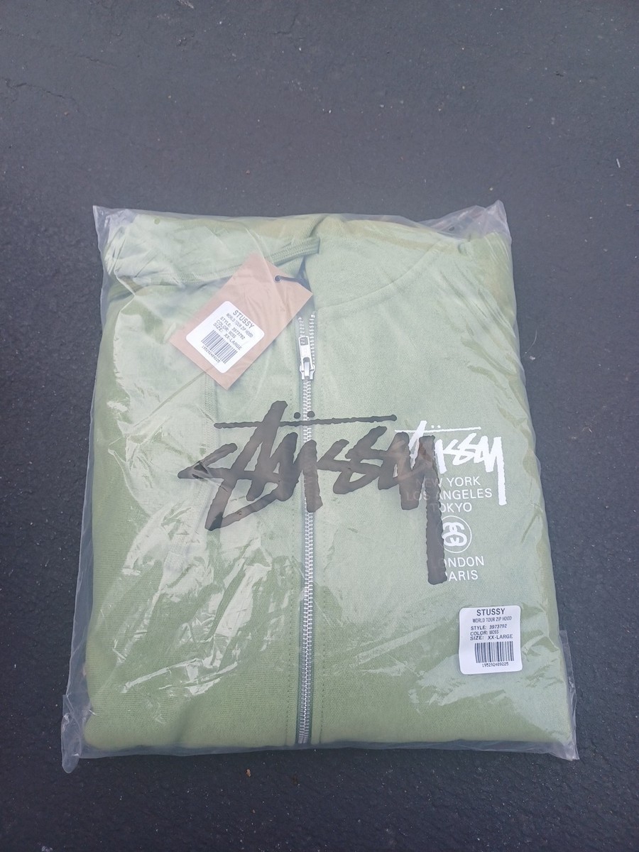 Stussy World Tour Zip Up Hoodie Moss Green Size XXL NEW | eBay