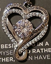 To My Wife "I Love You Always  Forever" Double Heart Silver Necklace