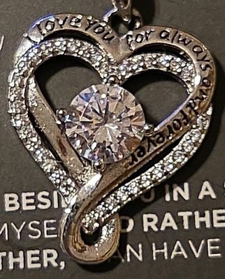 To My Wife  ''I Love You Always & Forever'' Double Heart Silver Necklace