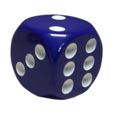 d6 Dice Cube 18mm Opaque DK BUwh w/ pips Pack of 12 