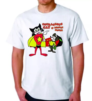 COURAGEOUS CAT & MINUTE MOUSE T-SHIRT CARTOON TEE CEREAL FANS UPA ANIMATION