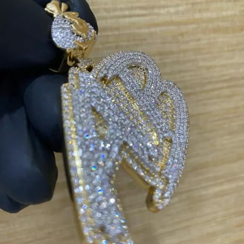 Colgante de moissanita real de 2,50 quilates con letra personalizada AB enchapado en oro amarillo de 14 quilates plateado - Imagen 3 de 7