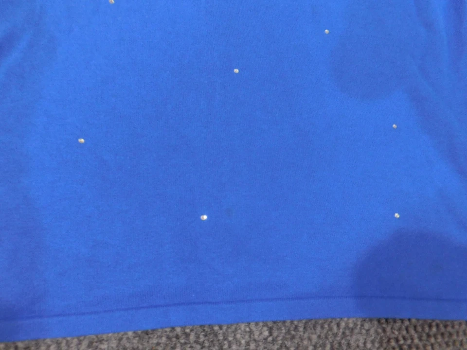 quacker factory sweater xl blue womens pullover knit v-neck beads stretch - Image 4 of 4