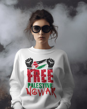 Felpa paricollo unisex con stampa Palestina free peace