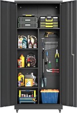 Metal Garage Storage Cabinet With Lock 71 Tall Steel Storage Locker On Wheels